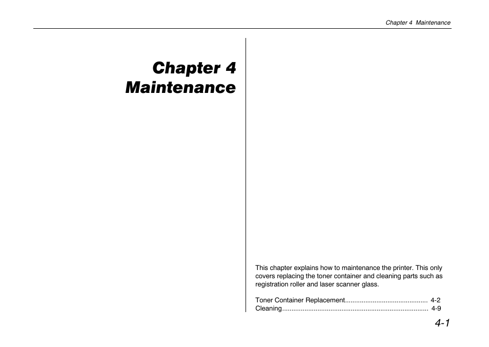 Chapter 4 maintenance, Chapter 4 maintenance -1 | Kyocera FS-680 User Manual | Page 78 / 141