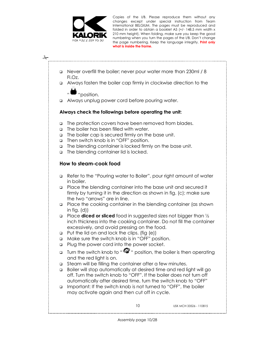 Kalorik USK MCH 33526 User Manual | Page 10 / 28