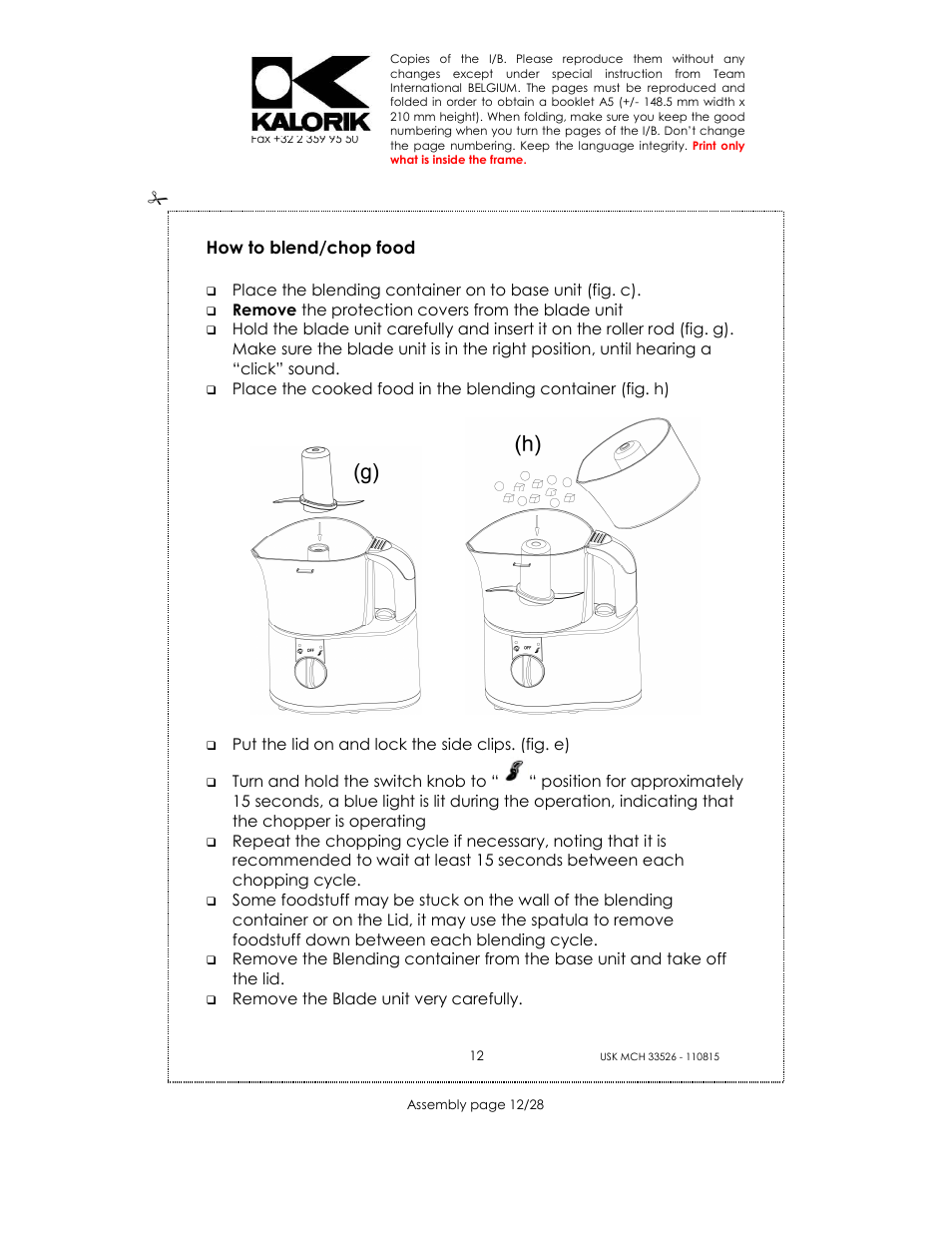 Kalorik USK MCH 33526 User Manual | Page 12 / 28