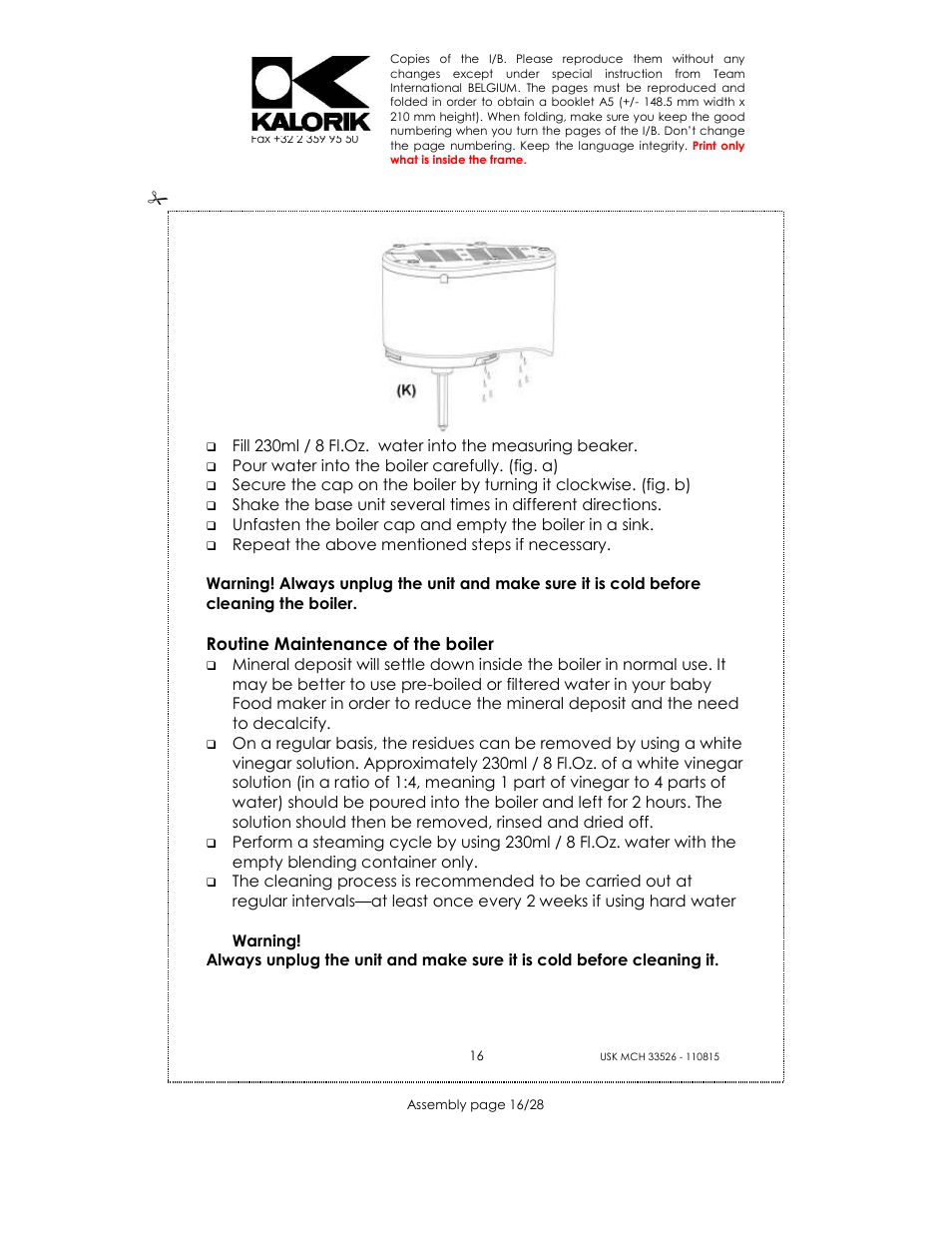 Kalorik USK MCH 33526 User Manual | Page 16 / 28