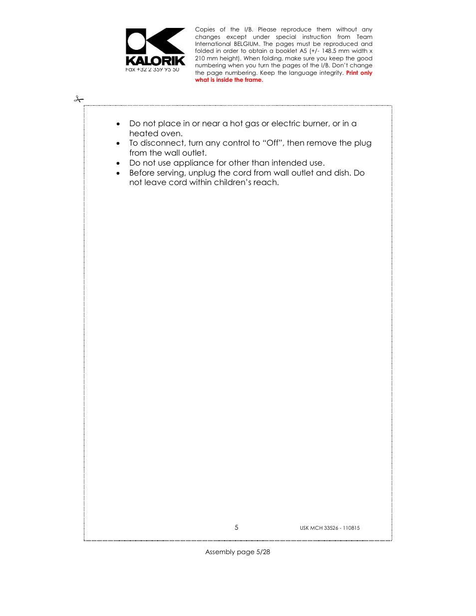 Kalorik USK MCH 33526 User Manual | Page 5 / 28