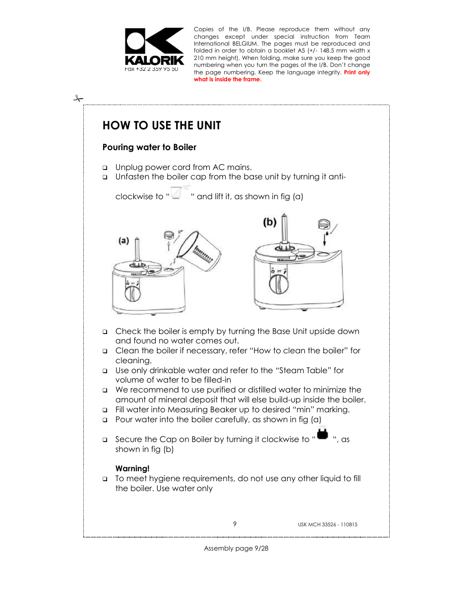 How to use the unit | Kalorik USK MCH 33526 User Manual | Page 9 / 28
