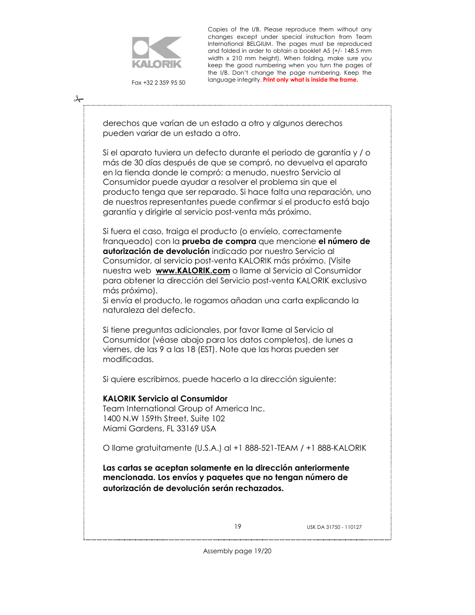 Kalorik USK DA 31750 User Manual | Page 19 / 20