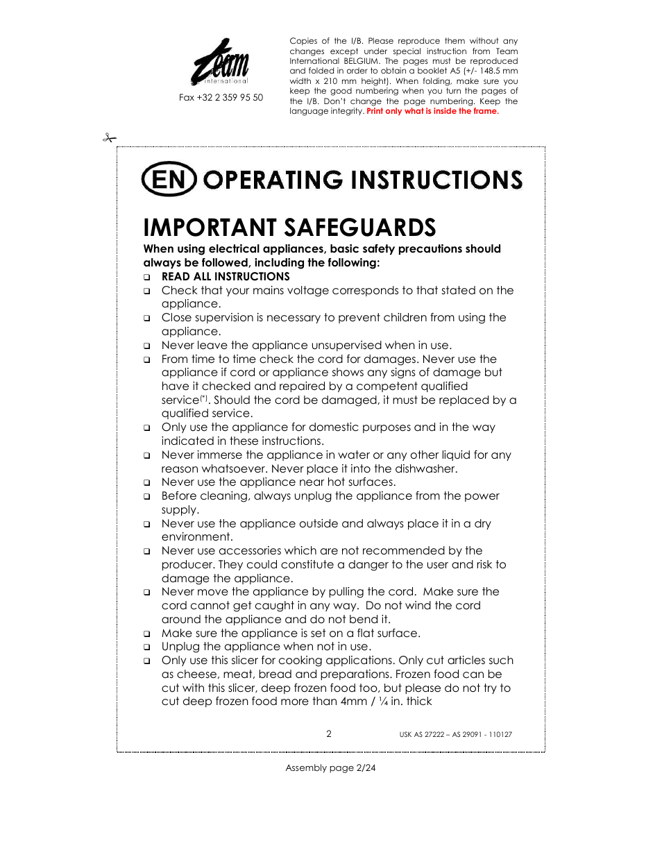 Important safeguards | Kalorik USK AS 29091 User Manual | Page 2 / 24