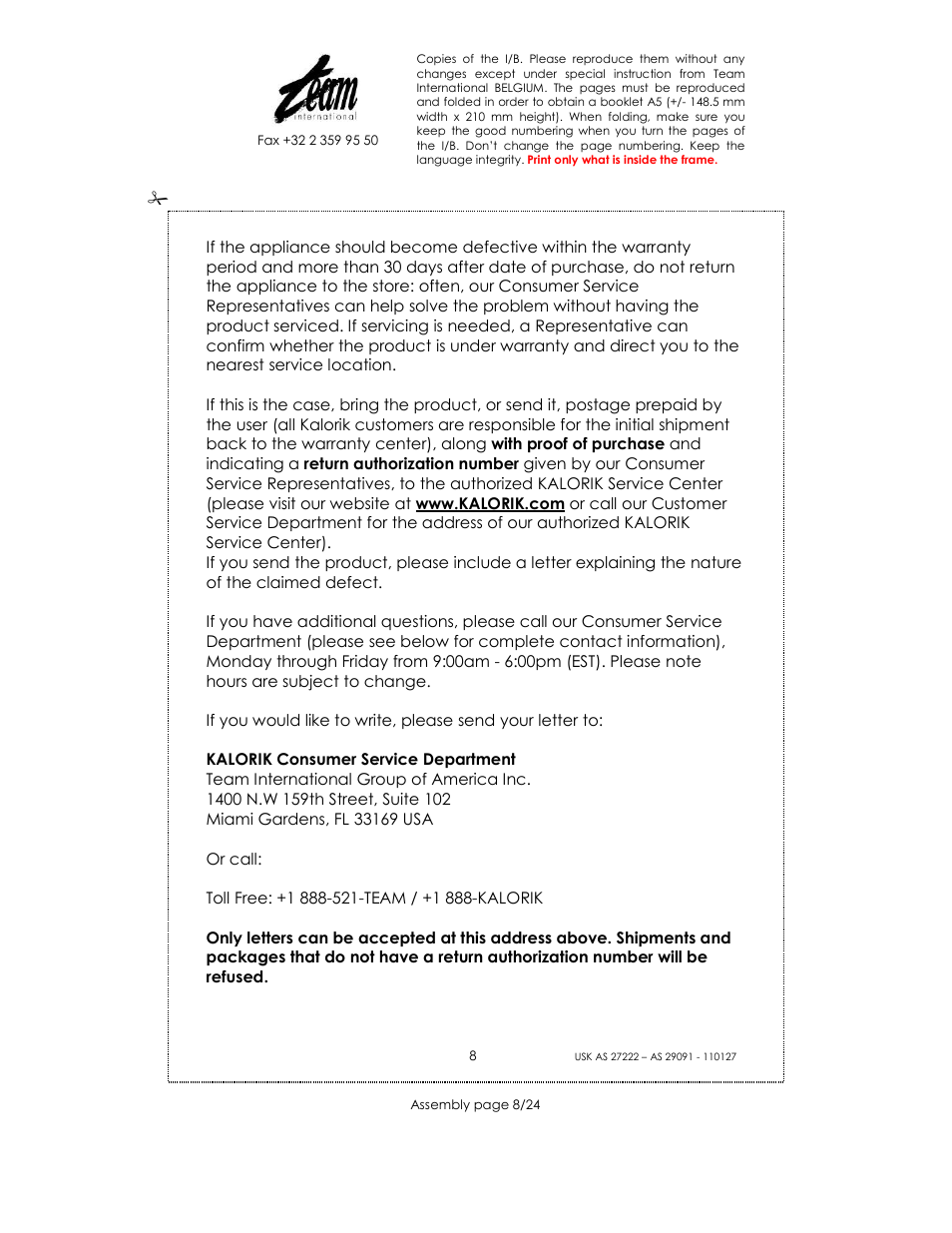 Kalorik USK AS 29091 User Manual | Page 8 / 24