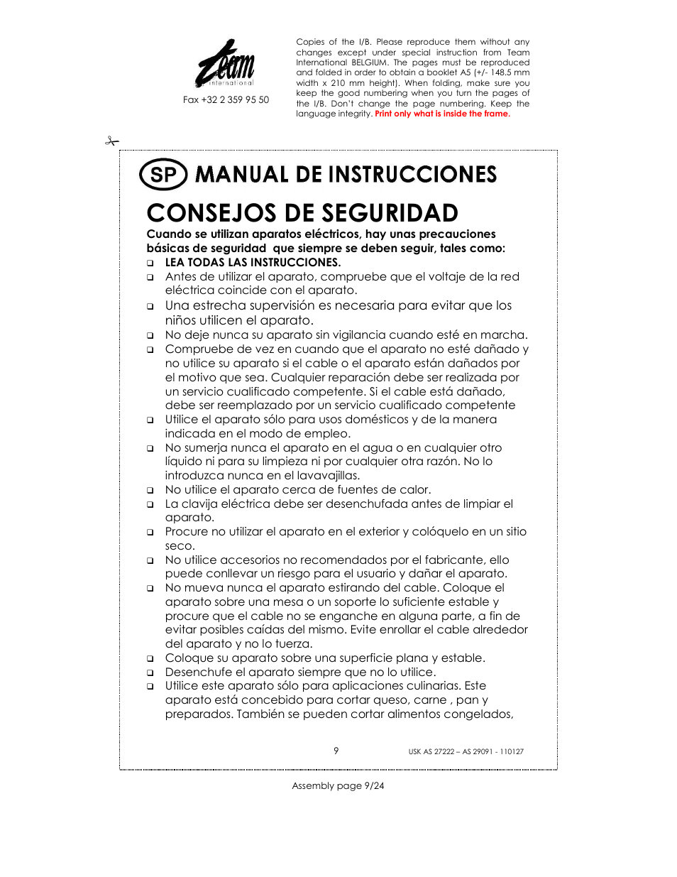 Consejos de seguridad | Kalorik USK AS 29091 User Manual | Page 9 / 24