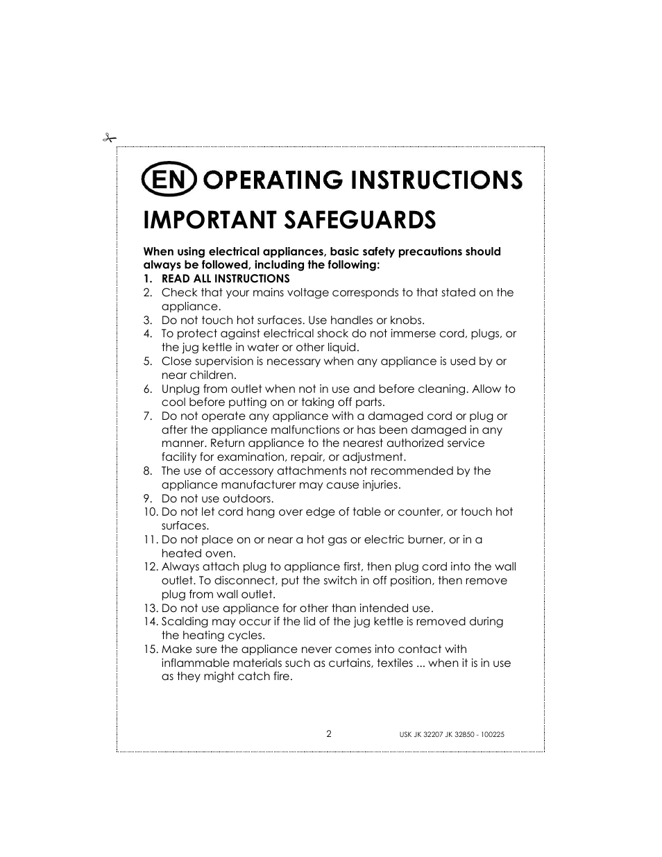 Important safeguards | Kalorik USK JK 32207 User Manual | Page 2 / 24