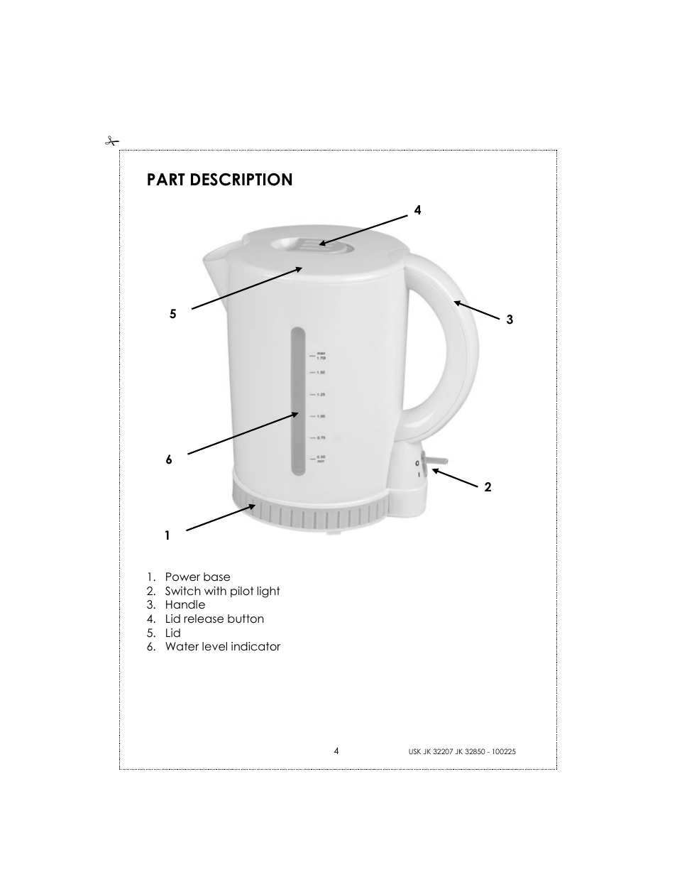 Part description | Kalorik USK JK 32207 User Manual | Page 4 / 24