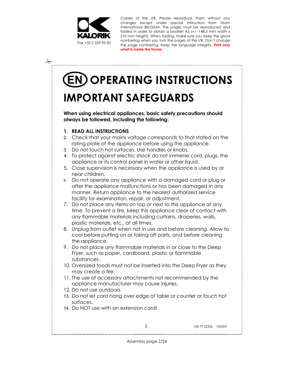 Important safeguards | Kalorik USK FT 32306 User Manual | Page 2 / 24