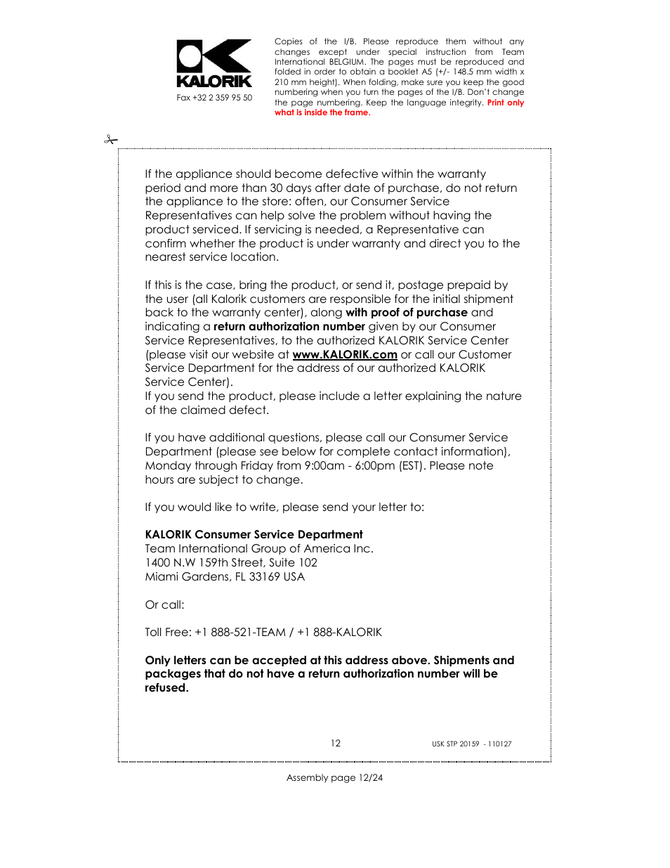 Kalorik USK STP 20159 User Manual | Page 12 / 24