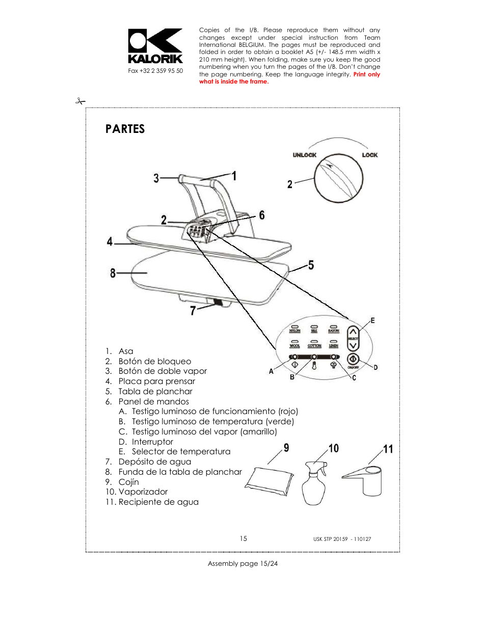 Partes | Kalorik USK STP 20159 User Manual | Page 15 / 24
