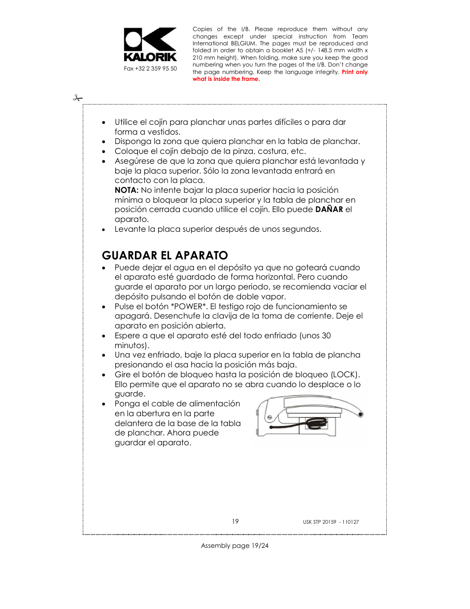 Guardar el aparato | Kalorik USK STP 20159 User Manual | Page 19 / 24