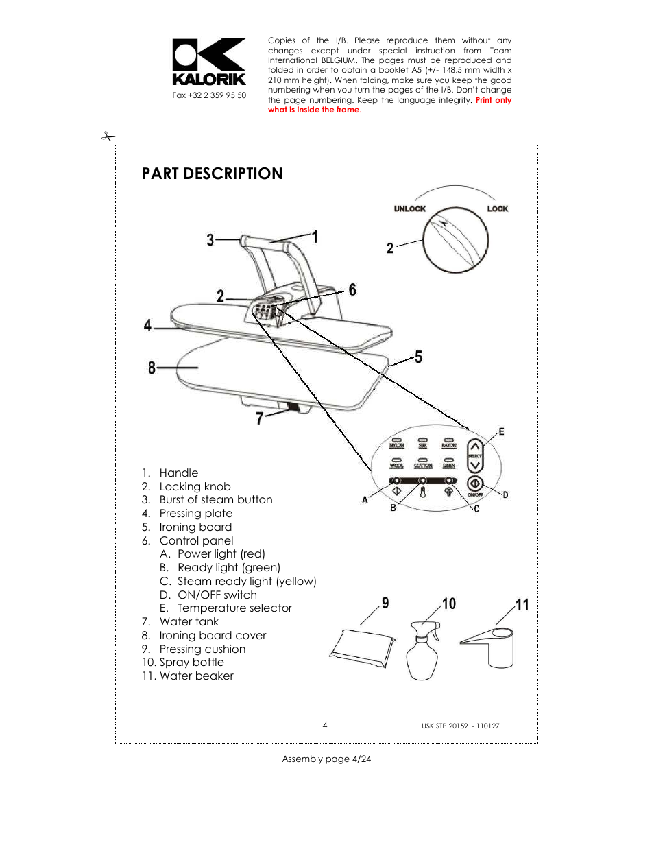 Part description | Kalorik USK STP 20159 User Manual | Page 4 / 24