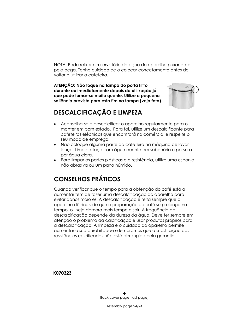 Descalcificação e limpeza, Conselhos práticos | Kalorik USK CM 4 User Manual | Page 24 / 24