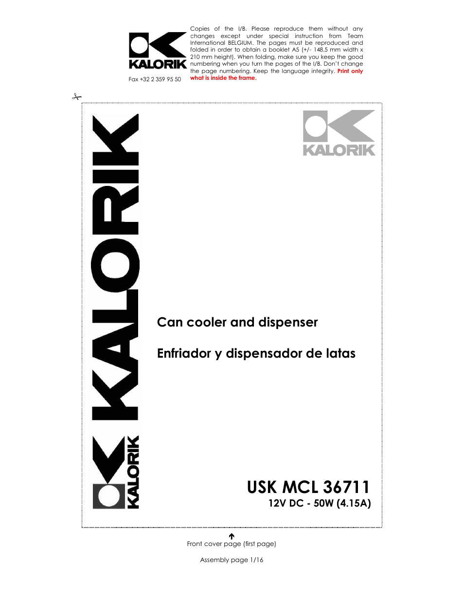 Kalorik USK MCL 36711 User Manual | 16 pages