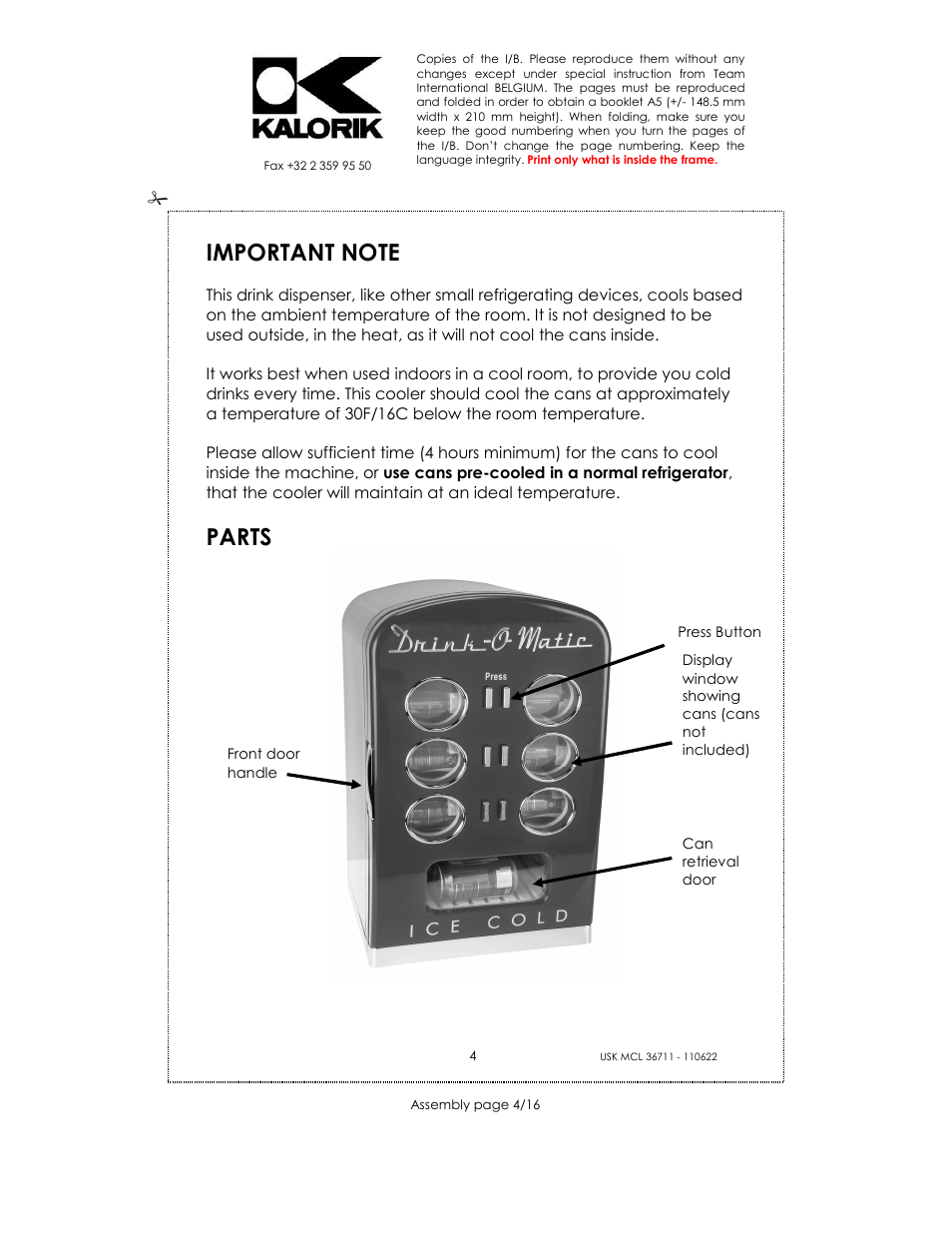 Parts | Kalorik USK MCL 36711 User Manual | Page 4 / 16