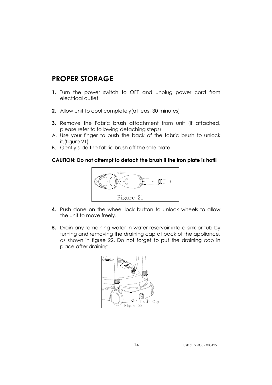 Proper storage | Kalorik USK SIT 25803 User Manual | Page 14 / 44