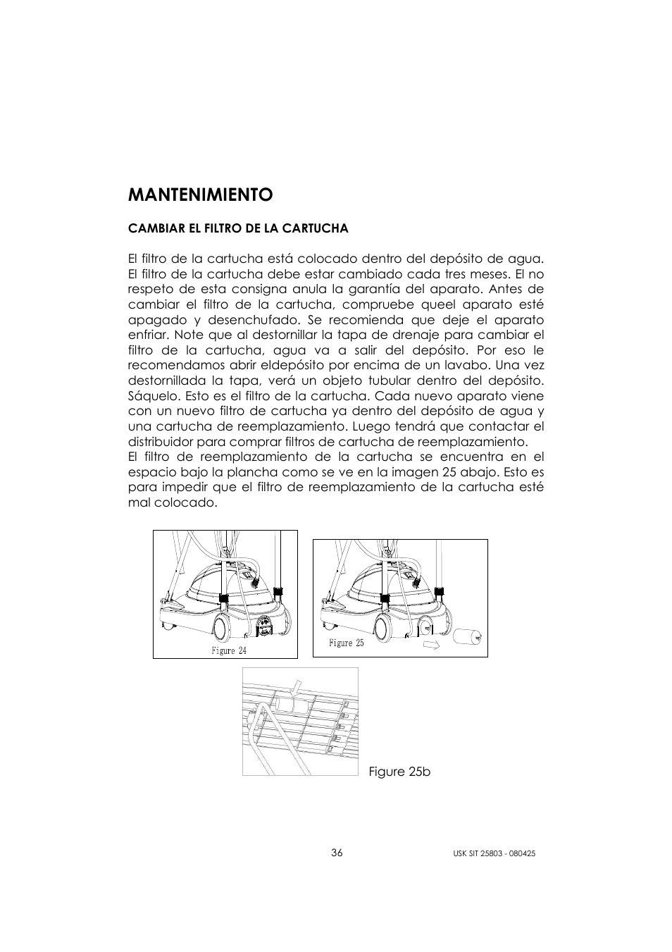 Mantenimiento | Kalorik USK SIT 25803 User Manual | Page 36 / 44