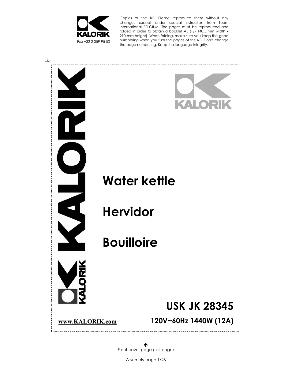 Kalorik USK JK 28345 User Manual | 28 pages