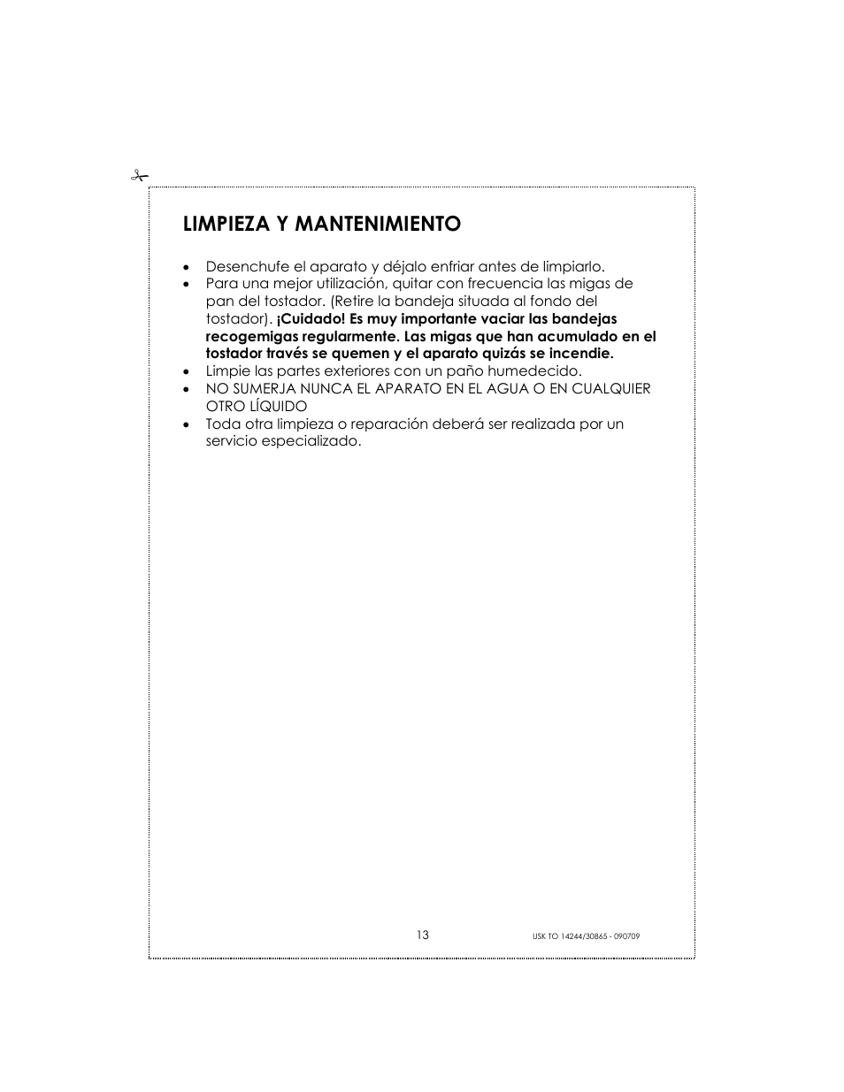 Limpieza y mantenimiento | Kalorik USK TO 14244 User Manual | Page 13 / 32