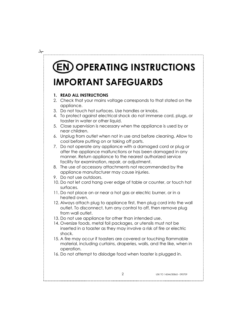 Important safeguards | Kalorik USK TO 14244 User Manual | Page 2 / 32