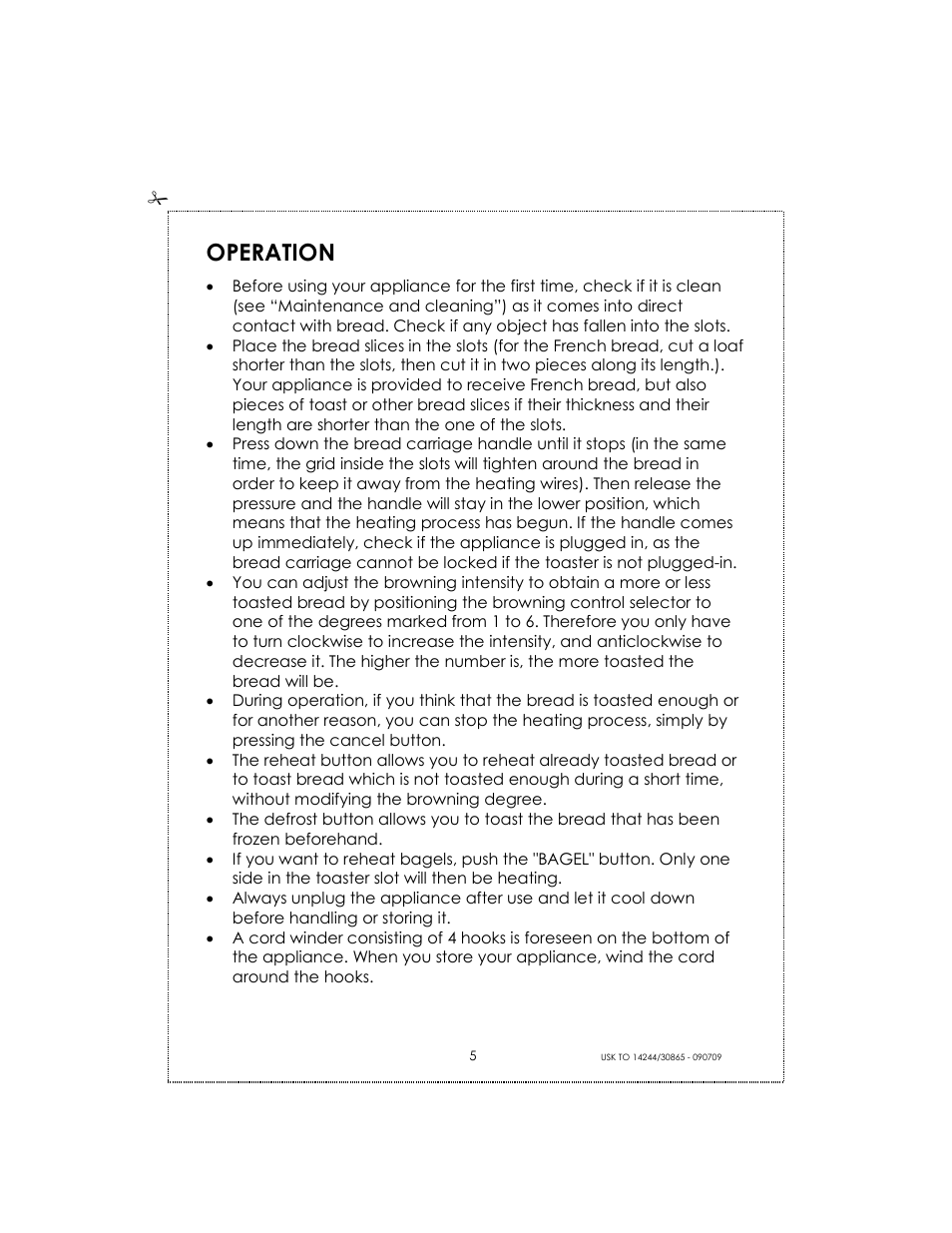 Operation | Kalorik USK TO 14244 User Manual | Page 5 / 32