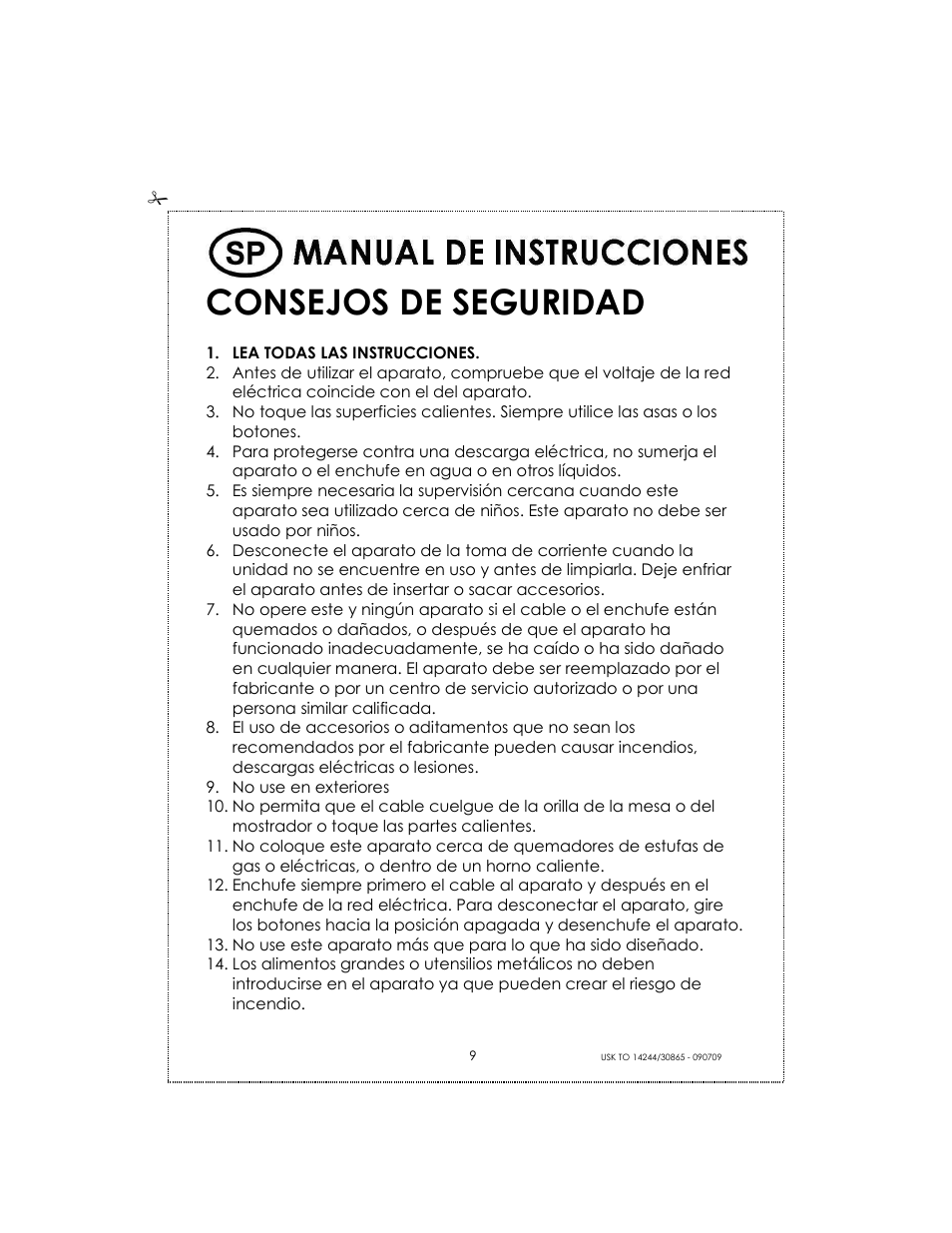 Consejos de seguridad | Kalorik USK TO 14244 User Manual | Page 9 / 32