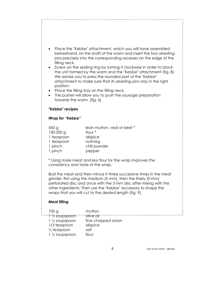 Kalorik USK MGR 25959 User Manual | Page 8 / 24