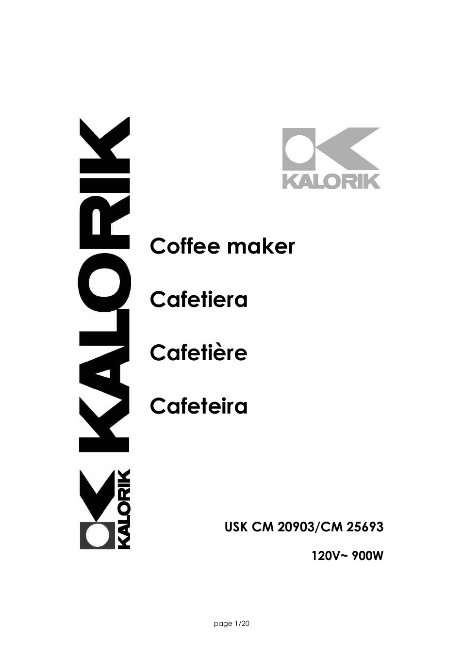 Kalorik CM 20903 User Manual | 20 pages