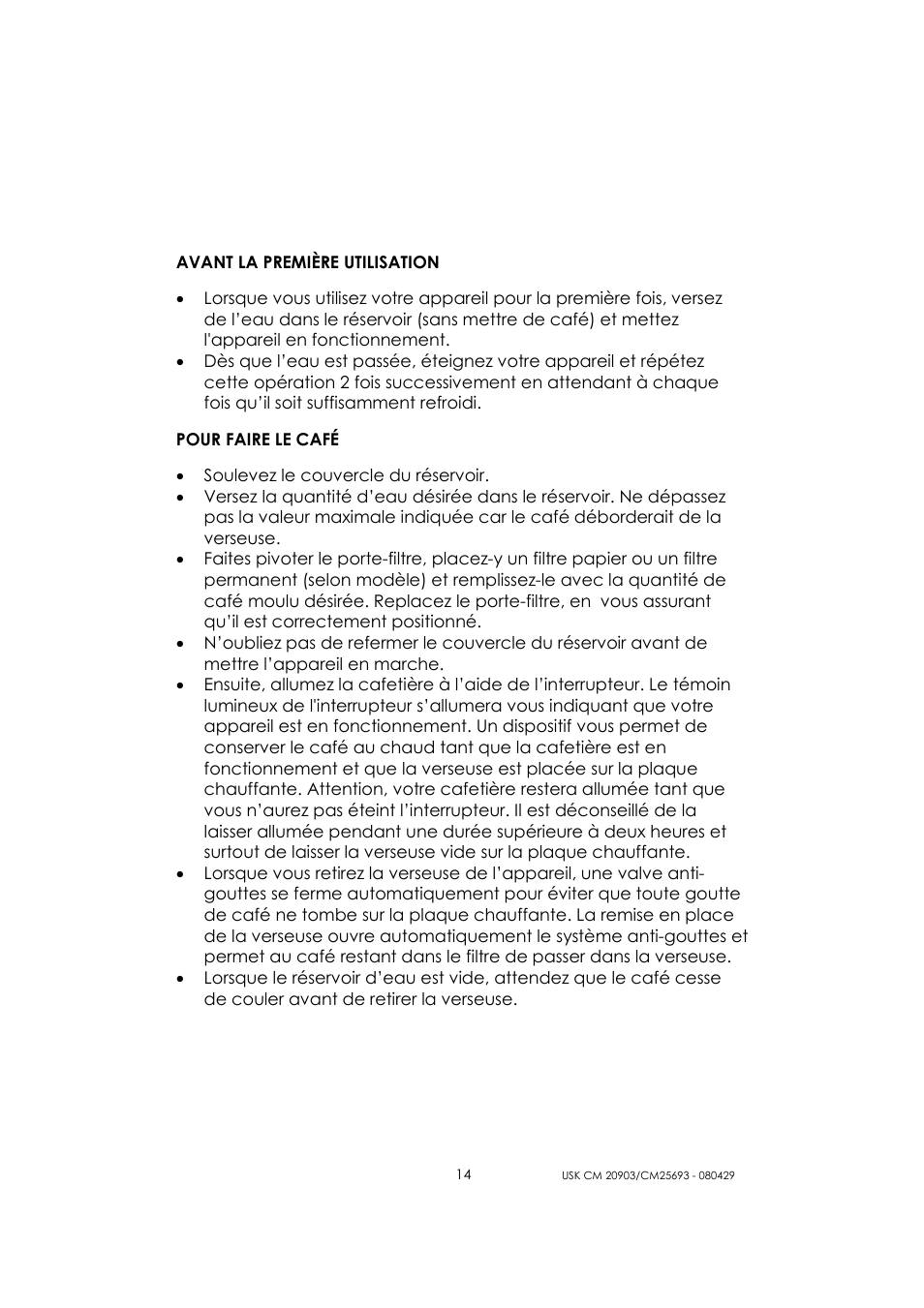 Kalorik CM 20903 User Manual | Page 14 / 20