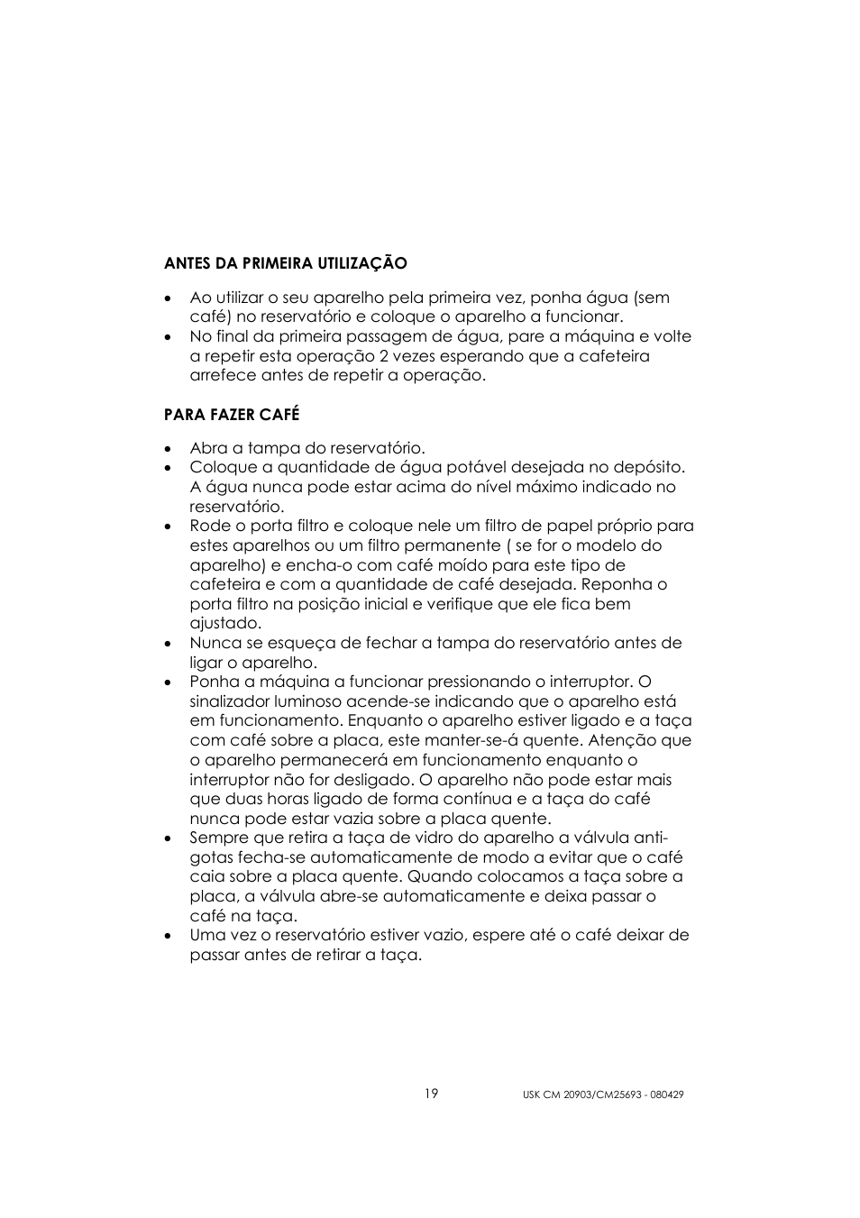 Kalorik CM 20903 User Manual | Page 19 / 20