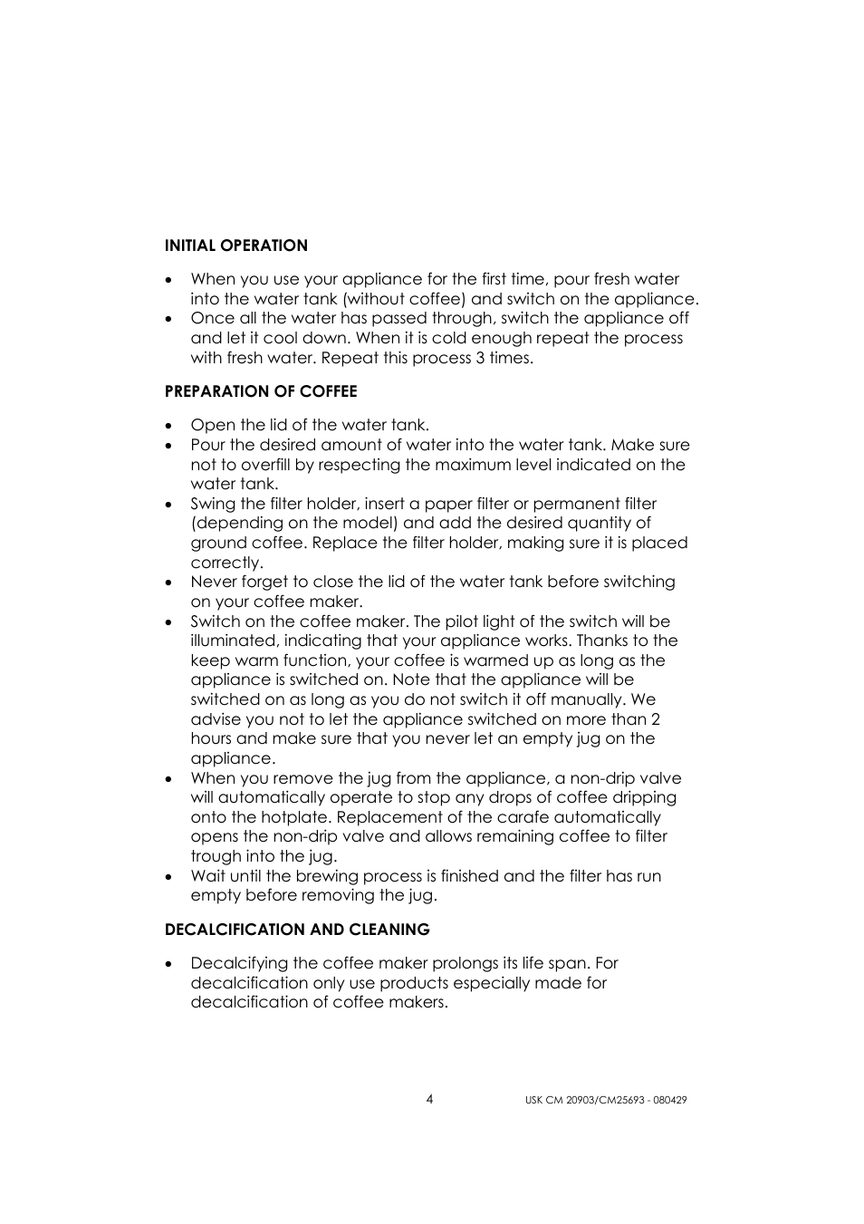 Kalorik CM 20903 User Manual | Page 4 / 20
