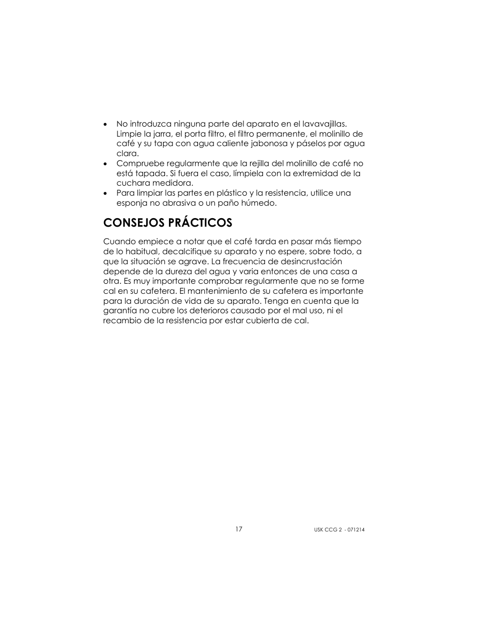 Consejos prácticos | Kalorik USK CCG 2 User Manual | Page 17 / 20