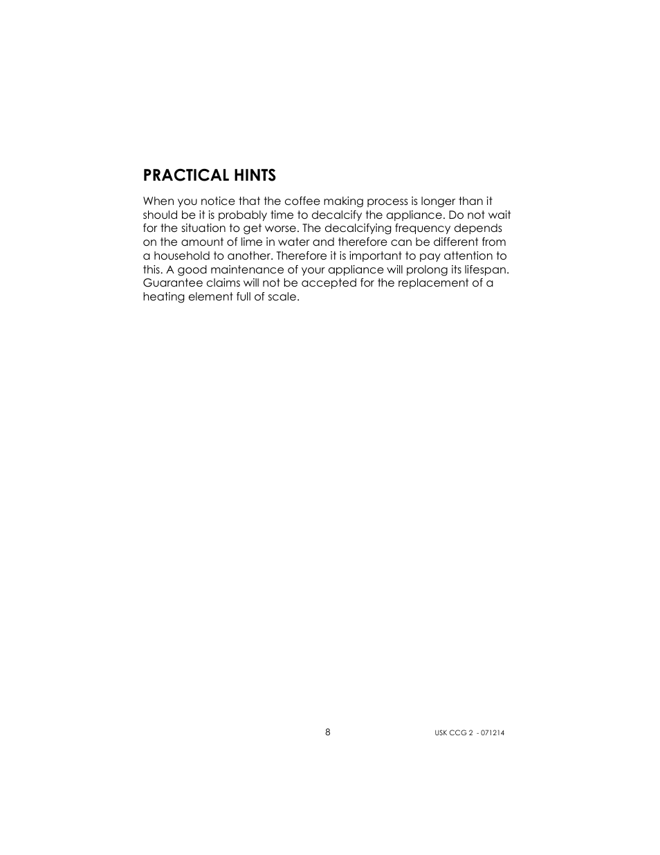 Practical hints | Kalorik USK CCG 2 User Manual | Page 8 / 20