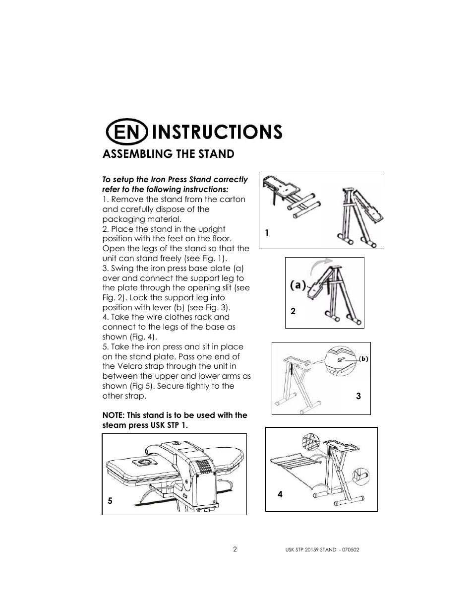 Assembling the stand | Kalorik USK STP 20159 STAND User Manual | Page 2 / 4