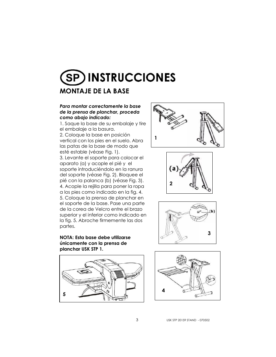 Montaje de la base | Kalorik USK STP 20159 STAND User Manual | Page 3 / 4