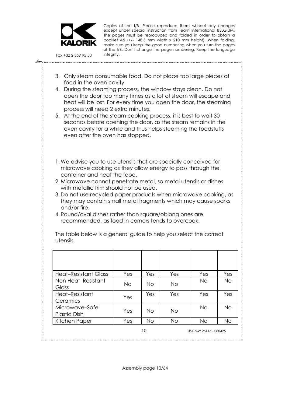 Kalorik USK MW 26146 User Manual | Page 10 / 64