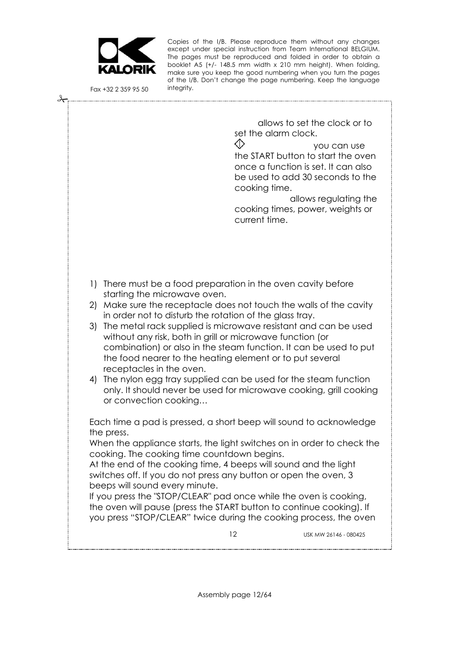 Kalorik USK MW 26146 User Manual | Page 12 / 64