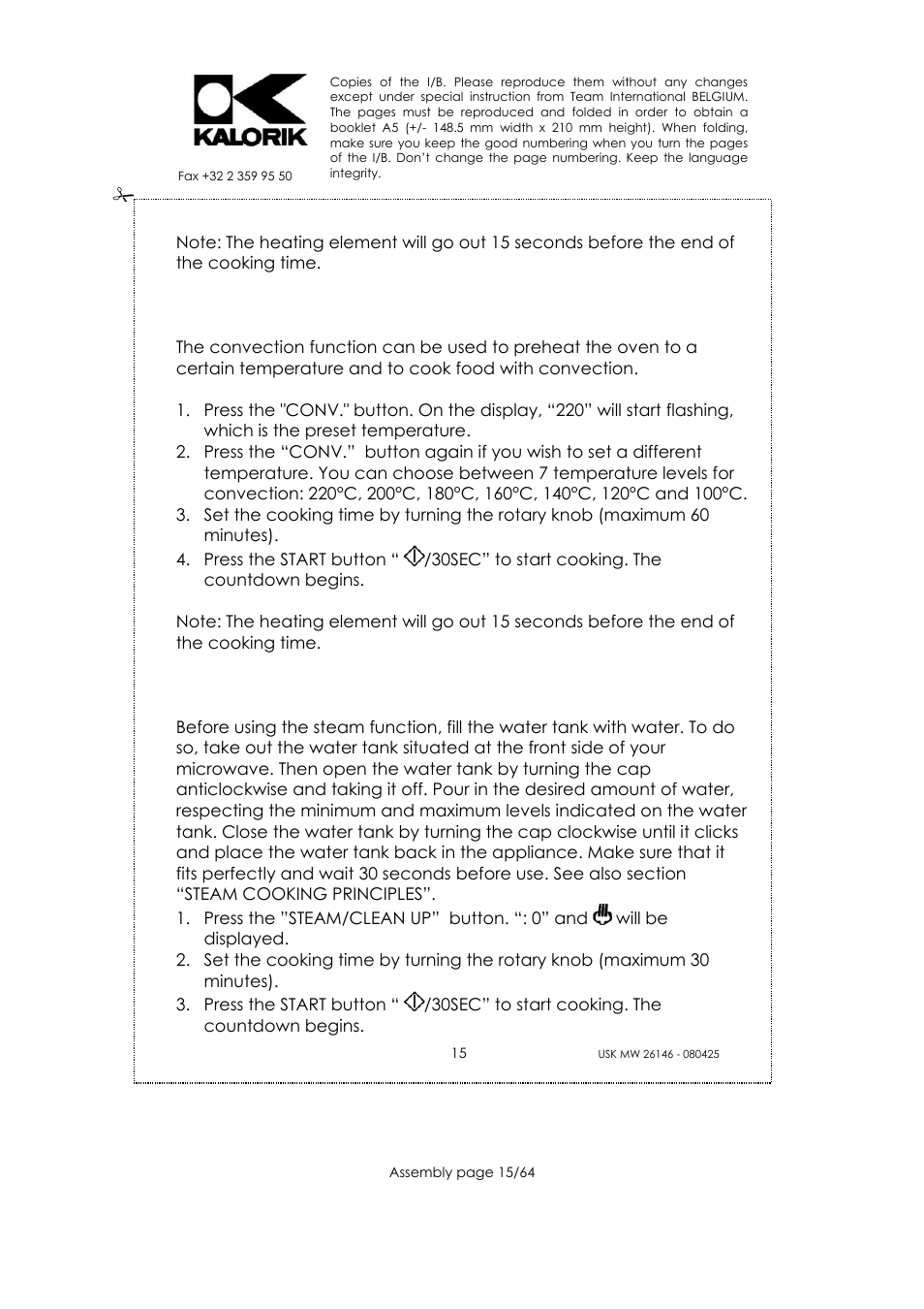 Kalorik USK MW 26146 User Manual | Page 15 / 64