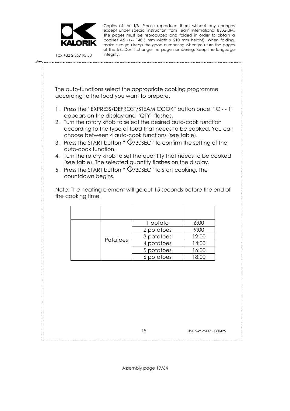 Kalorik USK MW 26146 User Manual | Page 19 / 64