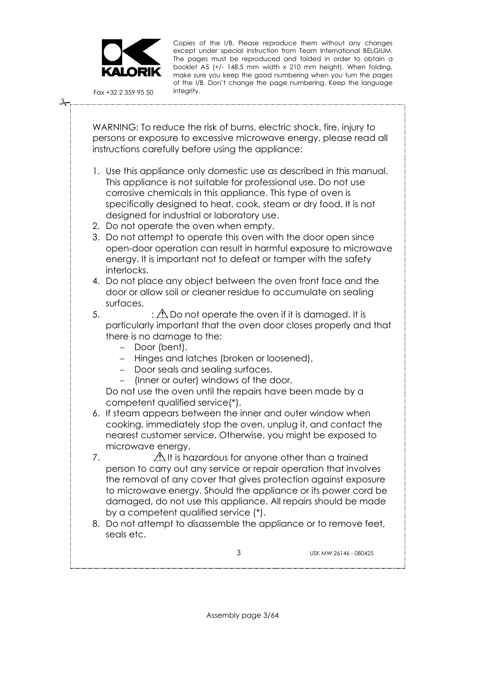 Kalorik USK MW 26146 User Manual | Page 3 / 64