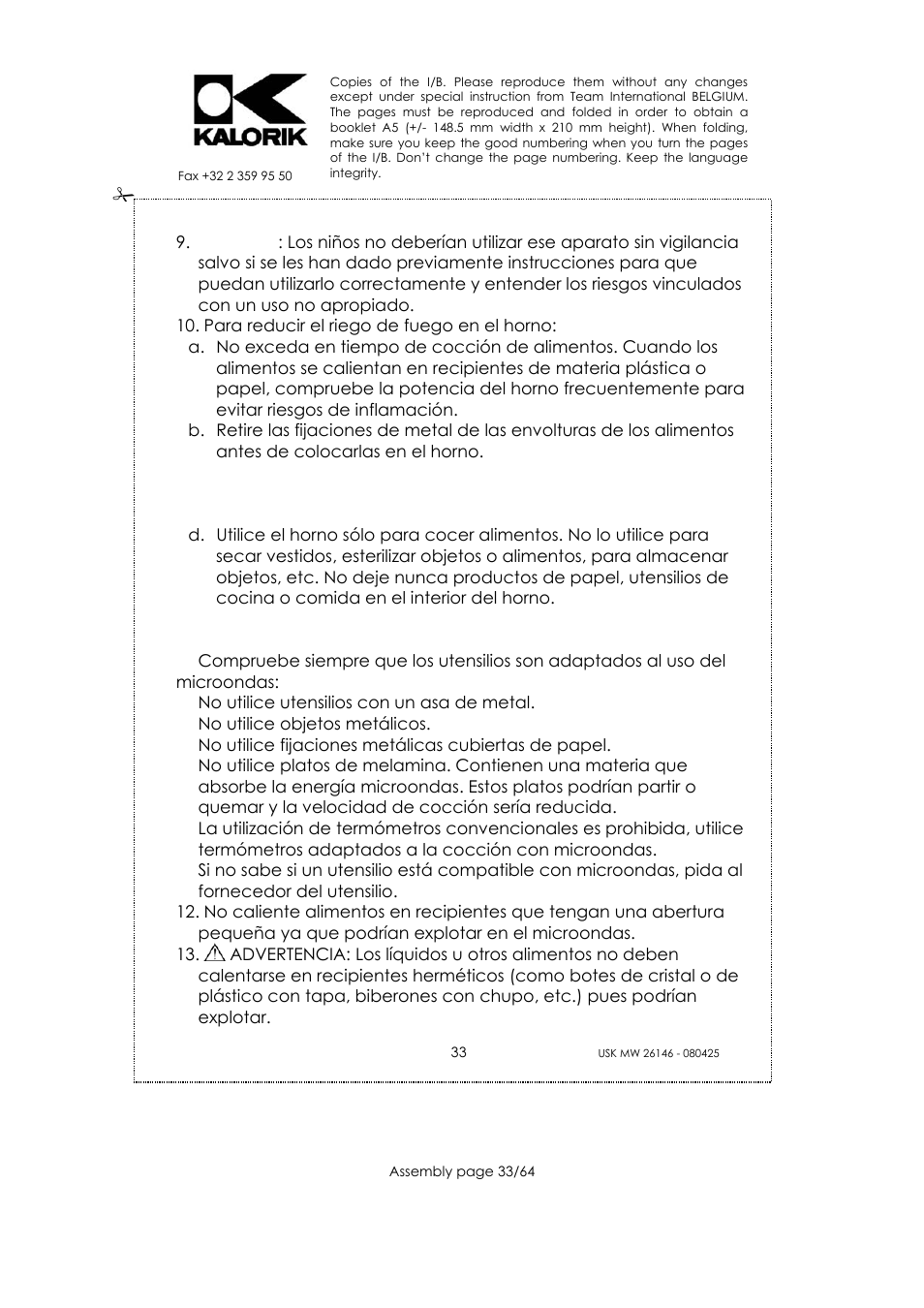 Kalorik USK MW 26146 User Manual | Page 33 / 64