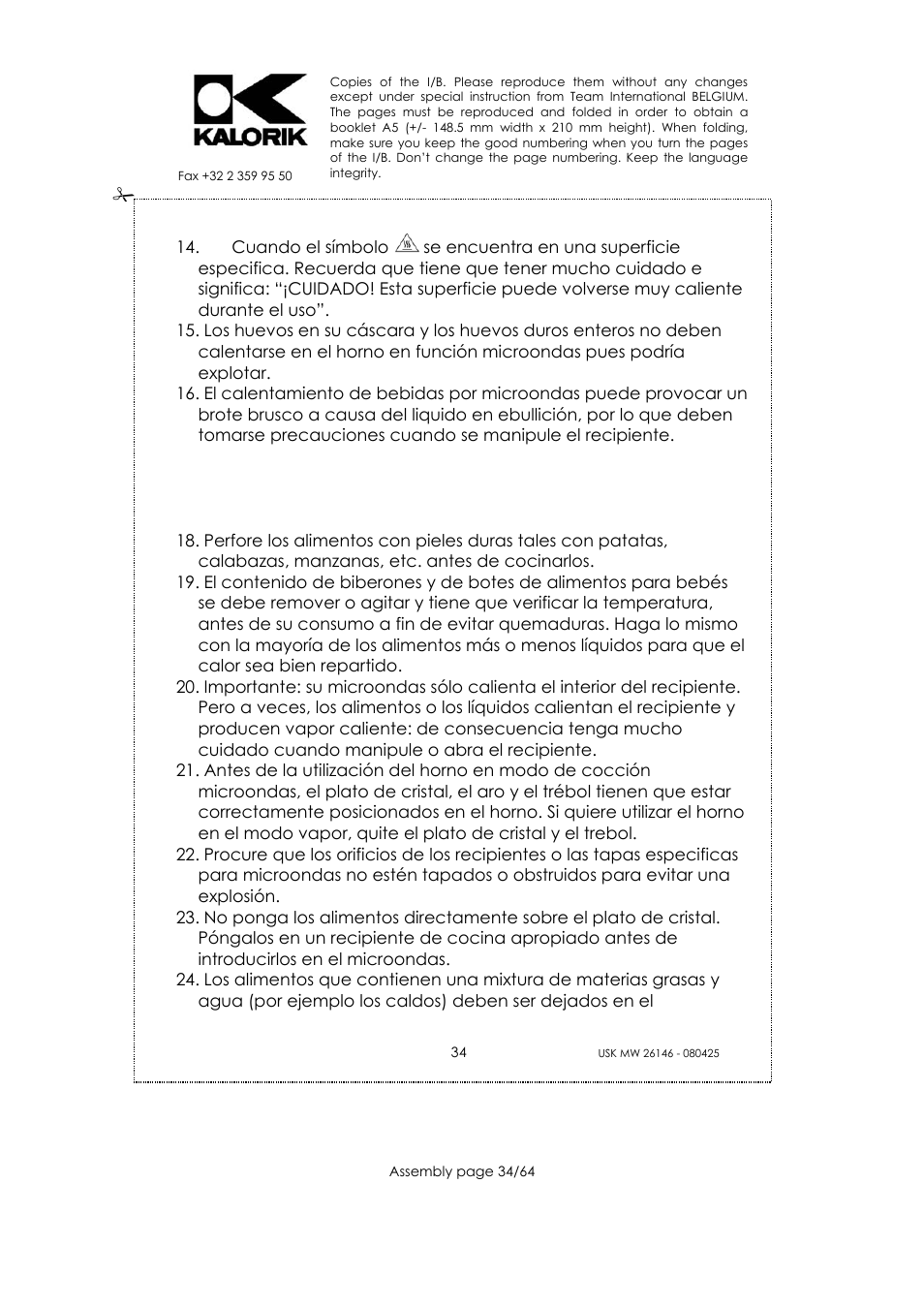 Kalorik USK MW 26146 User Manual | Page 34 / 64