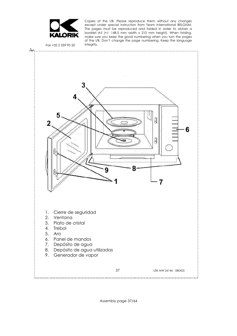 Partes | Kalorik USK MW 26146 User Manual | Page 37 / 64