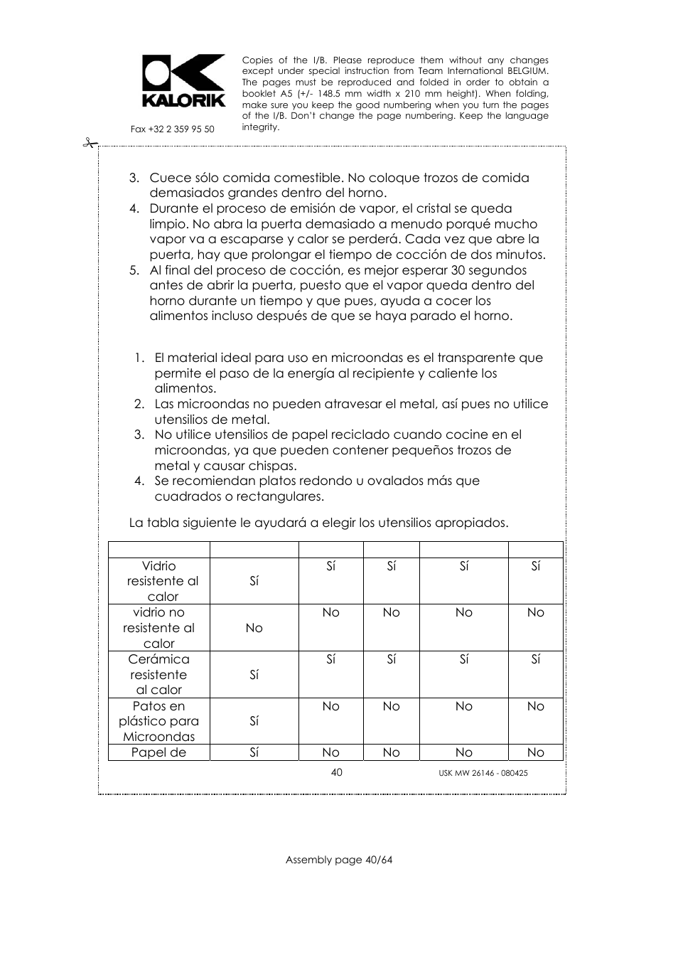 Kalorik USK MW 26146 User Manual | Page 40 / 64