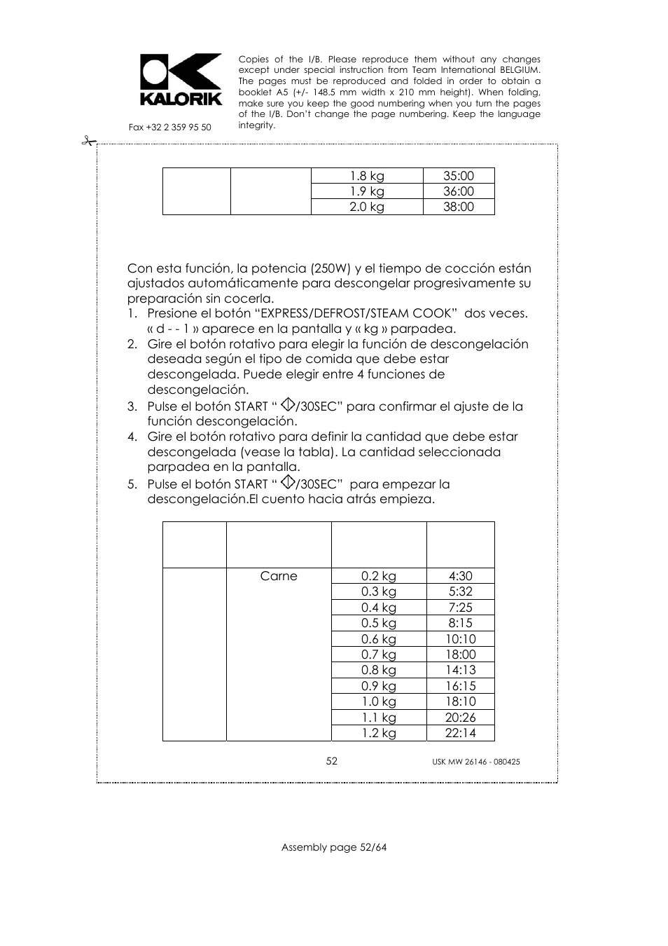 Kalorik USK MW 26146 User Manual | Page 52 / 64