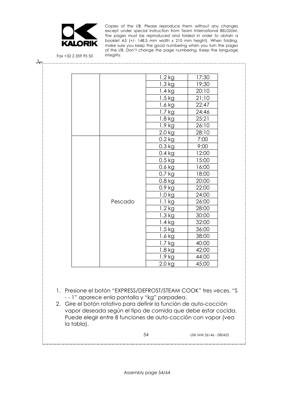 Kalorik USK MW 26146 User Manual | Page 54 / 64