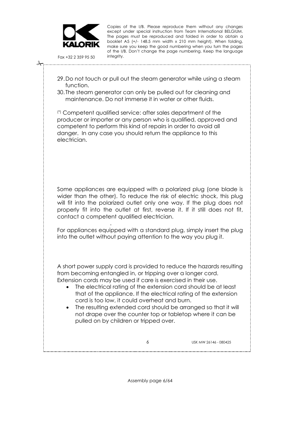 Save these instructions, Polarized plug instructions, Short cord instructions | Kalorik USK MW 26146 User Manual | Page 6 / 64