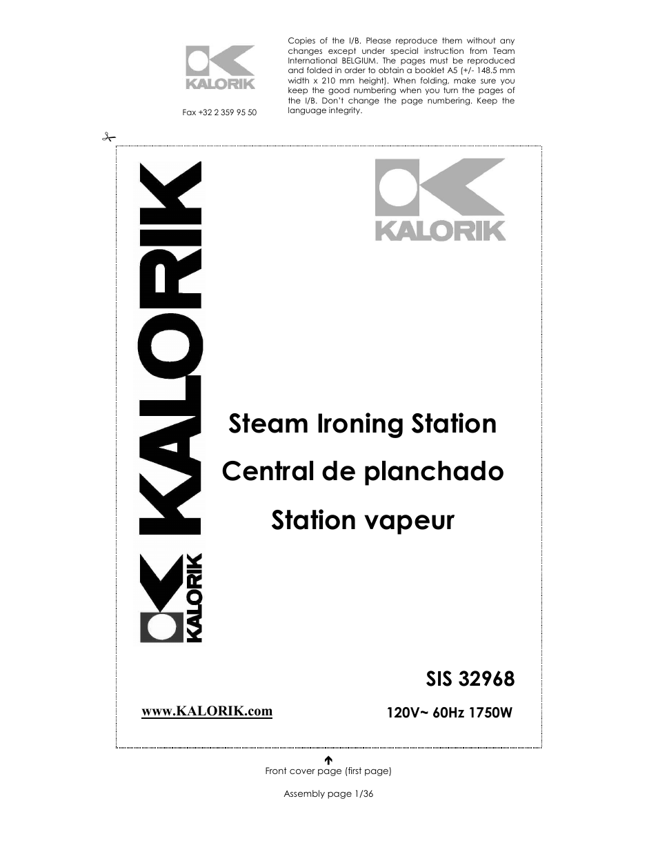 Kalorik SIS 32968 User Manual | 36 pages