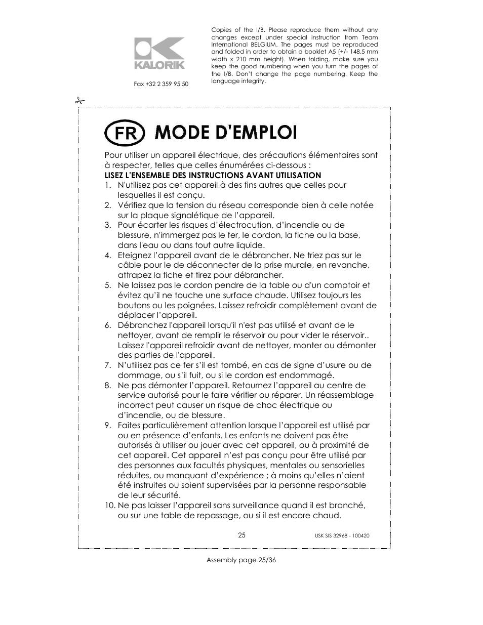 Kalorik SIS 32968 User Manual | Page 25 / 36